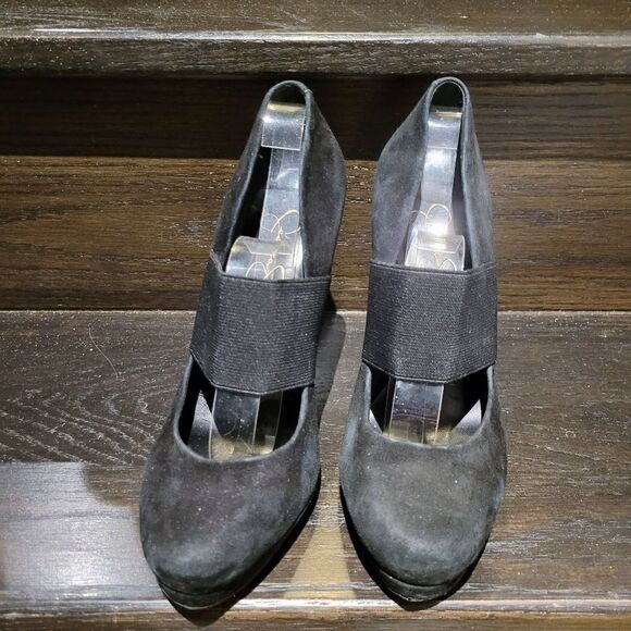 2/$20 Jessica Simpson Black Leather High Heels Shoes Size: 7US - Picture 3 of 8